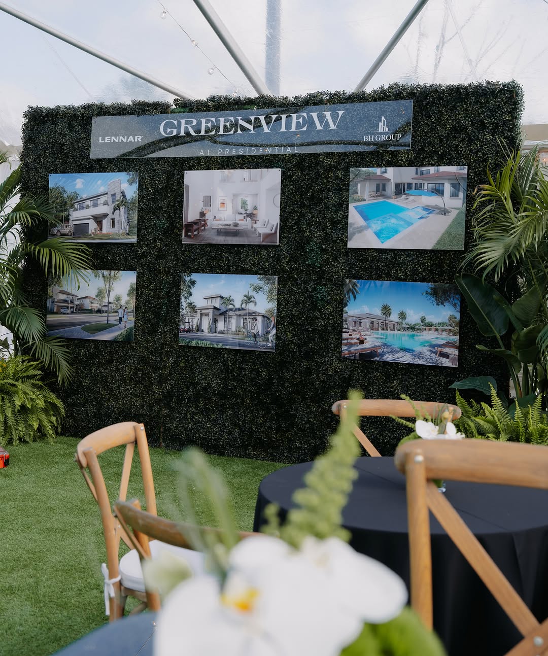Custom grass wall with acrylic signage