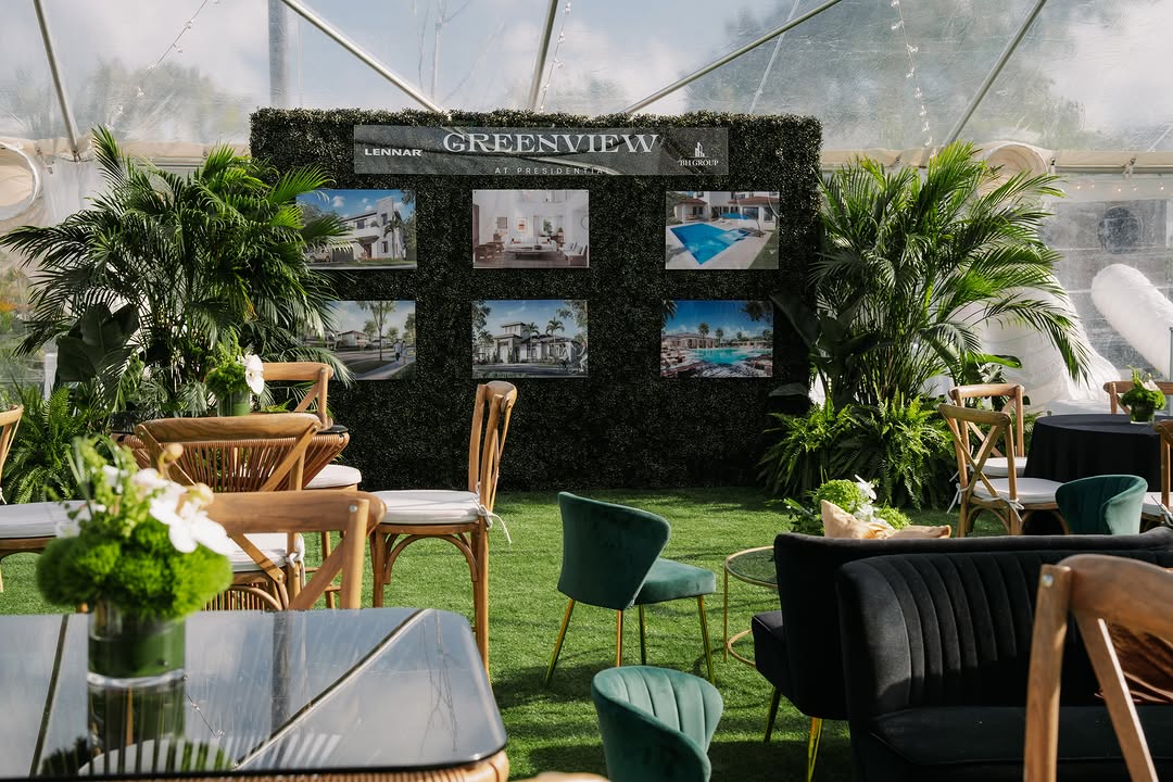 Elegant hedge wall event installation